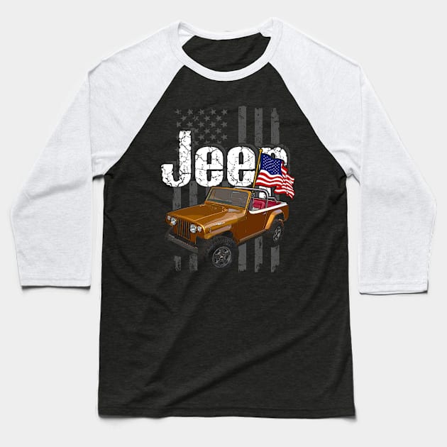 Jeep Jeepster Jeepcar JEEP Flag Baseball T-Shirt by alex77alves